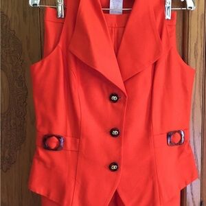 Jessica Howard Bold Orange Blazer Vest Set